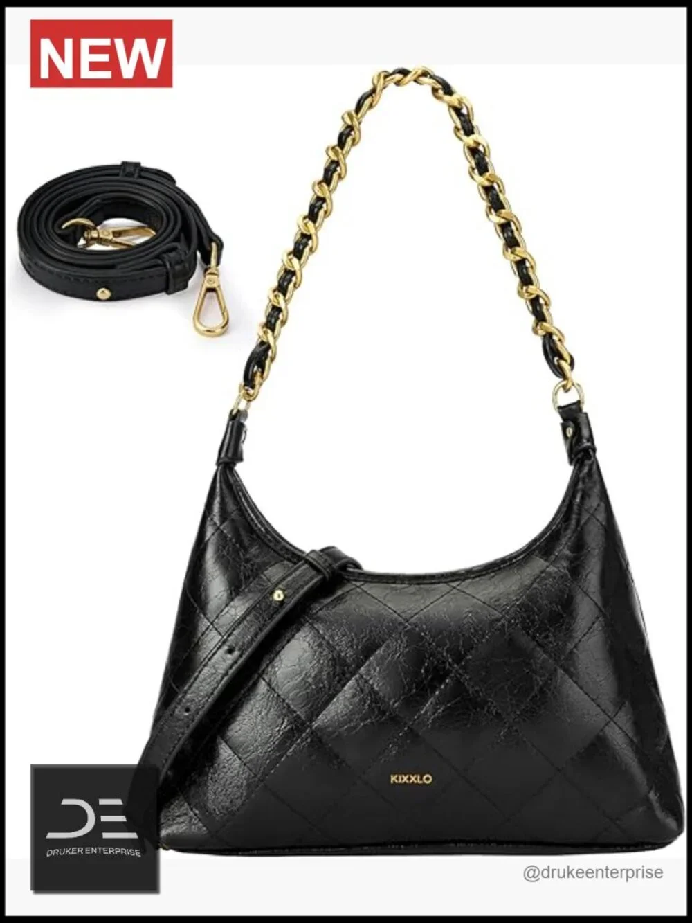 Faux Leather Vintage Hobo Crossbody Sling Bag with Gold Hardware